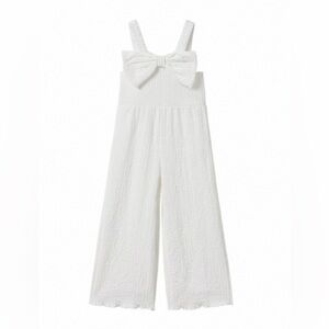 Zara Girl’s White Bow Jumpsuit, Size 11-12